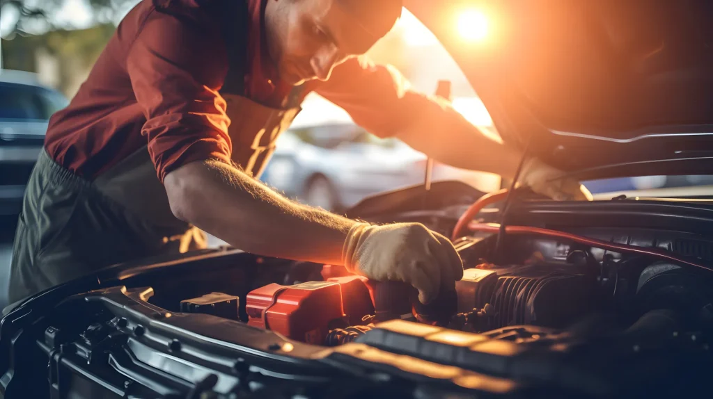 Car Mechanic Working On Car Hero